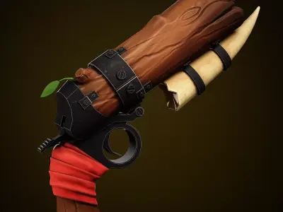 Stylized Gun Low-poly 3D model 2