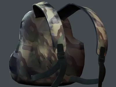Backpack military combat Black baggage  Low-poly 3D model get