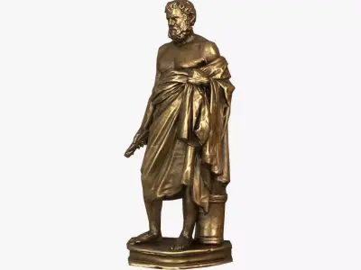 Greek Man Statue - Gold Low-poly 3D model