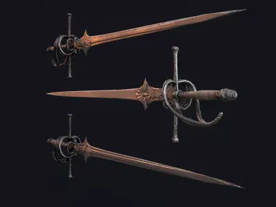 Dark Knight Ring Greatsword Low-poly 3D model