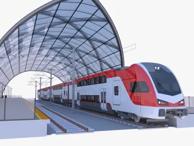 Stations with Stadler Kiss train 3D Model Pack purchase