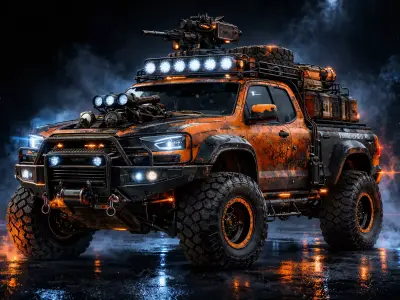 Apocalyptic Armored Offroad Combat Truck 4x4 High Detail 3D model
