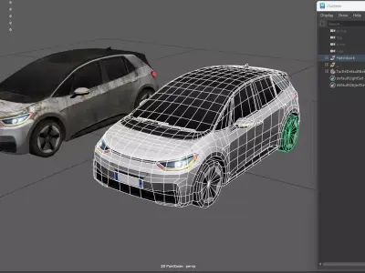 Gridlock - Euro hatchback car - PBR game city vehicle Low-poly 3D model