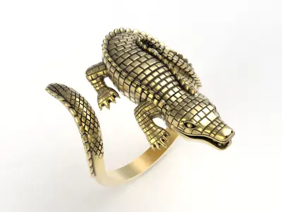 Antique Crocodile Ring 3D print model