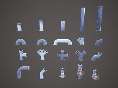 MODULAR PIPES CARTOON STYLIZED Low-poly 3D model