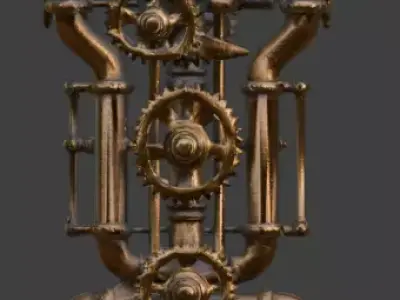 Gear-Driven Console Table 3D Model Free low-poly 3D model