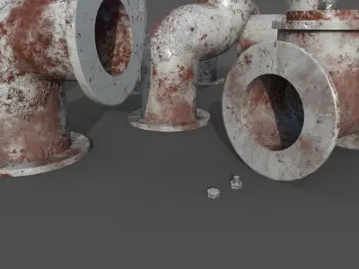 Pipes collection rusty Low-poly 3D model