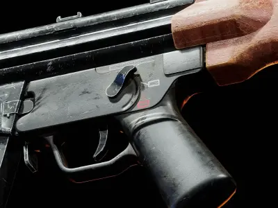 The Heckler and Koch MP5 with Wooden Details Low-poly 3D model