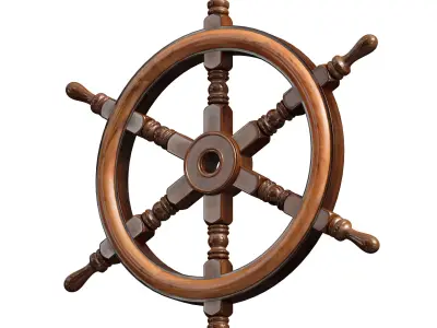 Wooden sea steering wheel 3D model