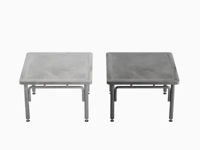 Steel Table Set Low-poly 3D model