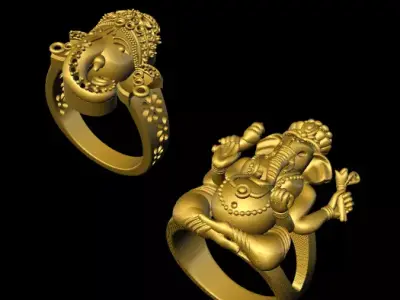 ganesh ganesha and ganesha ring 3D print model