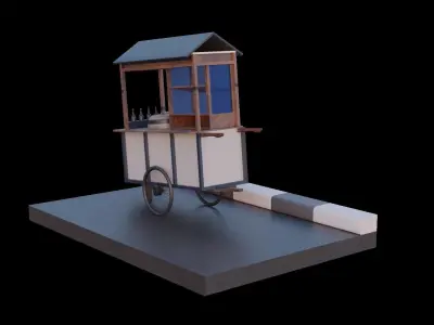 Street food cart Low-poly 3D model purchase