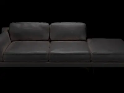 Black Leather Sofa 3D model