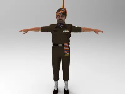soldier indian Low-poly 3D model