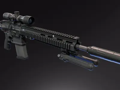 HK417a1 Battle Rifle Low-poly 3D model