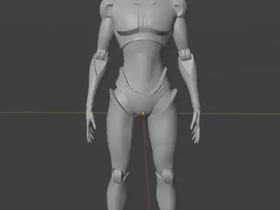 futuristic white sleek friendly humanoid robot with blue strips  Low-poly 3D model