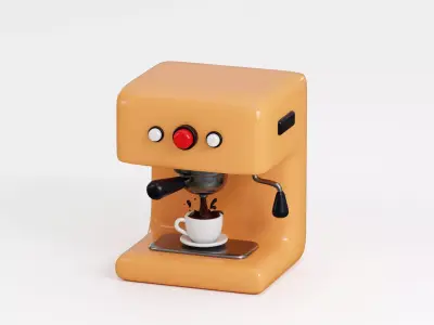 Cartoon Coffee Machine Low-poly 3D model