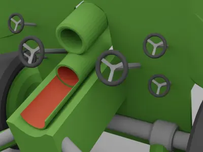 Low poly artillery gun Low-poly 3D model