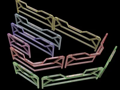 Modular Guardrail - sci fi architectural Low-poly 3D model