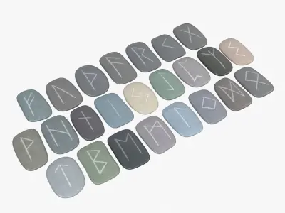 Runic Stone Set / Norse Rune Stones Bundle 3D model