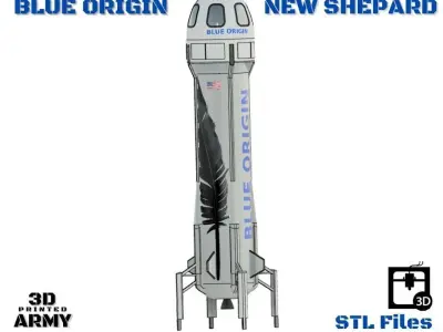 Blue Origin New Shepard Rocket -STL files for 3D printing 3D print model