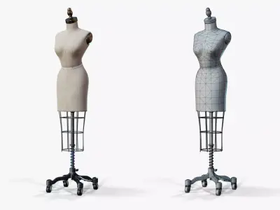 Mannequin Vintage on Wheels Low-poly 3D model