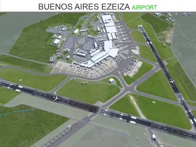 Buenos Aires Ezeiza Airport 10km Low-poly 3D model