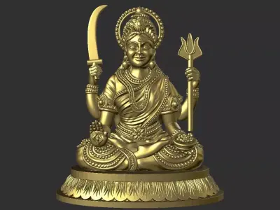 Parvathy devi mata murti high definition stl file 3D print model