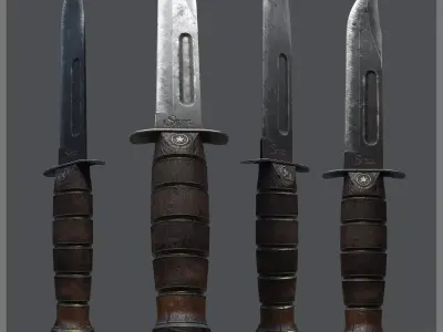 Combat Knife Low-poly 3D model 8