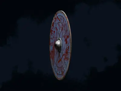 Viking Shield 6 - Bloody Low-poly 3D model