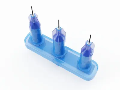 Multi Injector 3 Needles Straight Blue 3D model