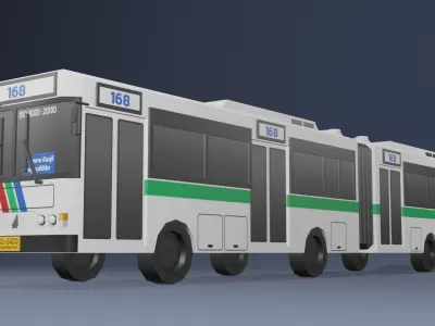 BMTA Articulated bus Low poly v01 Low-poly 3D model