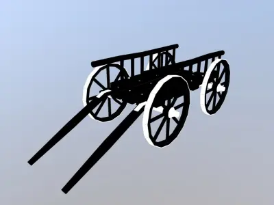 Medieval Cart Low-poly 3D model 4