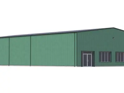 Green Industrial Building 60 PBR Low-poly 3D model