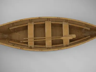 Wooden Boat Low-poly 3D model