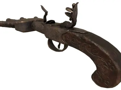 Flintlock Pistol Low-poly 3D model 4