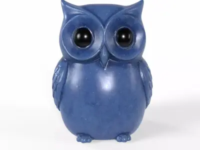 Blue Stone Owl Decoration 3D Model 3D model