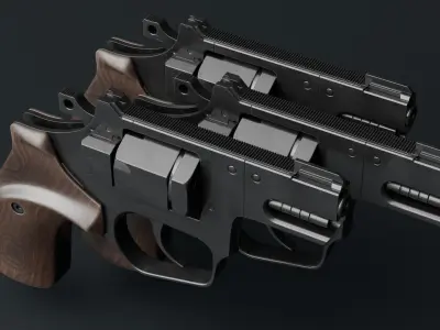 Flaubert revolver game-ready Low-poly 3D model