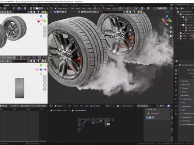 Car Wheels Burnout Smoke VDB Animation 3D model