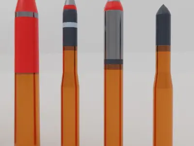 Bullets pack 1 Low-Poly Triangulated Textured Low-poly 3D model