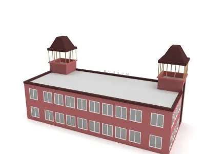 Low Poly Cartoon Museum Low-poly 3D model