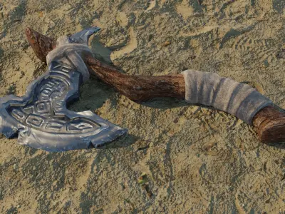Viking Axe Low-poly 3D model Free low-poly 3D model
