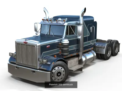 Peterbilt semitruck 3D Model Pack