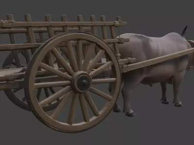 Realistic Indian Bullock Cart 3D Model 3D model