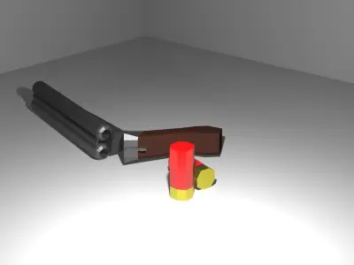 Low Poly Double Barrel Shotgun Low-poly 3D model