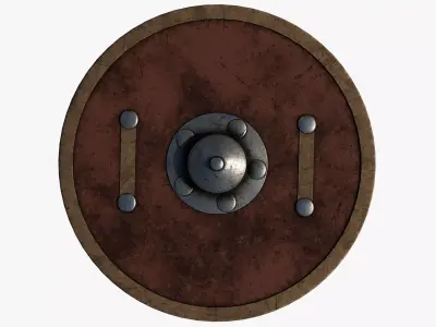 Wooden shield Low-poly 3D model 9