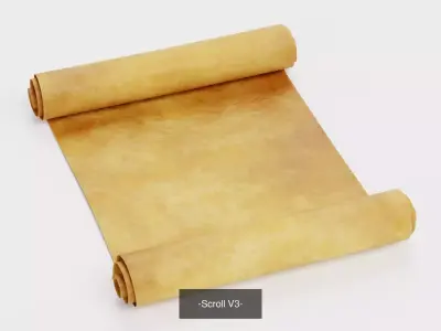 4 Scrolls Collection - Blank Medieval Parchment Sheets 3D Model Pack