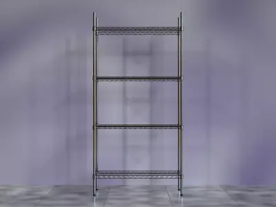 Wire Shelves - 36 inches X 14 inches X 72 inches in chrome Low-poly 3D model