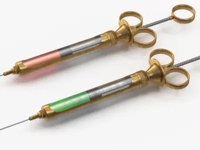 syringe two syringes Low-poly 3D model