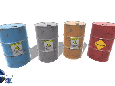 lowpoly metallic barrel 3d model Low-poly 3D model